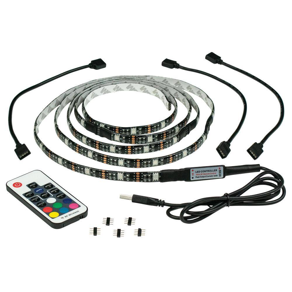White Battery Powered USB LED Strip Light Kit with Remote