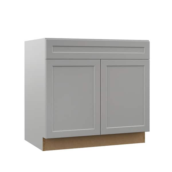 Hampton Bay Designer Series Elgin Assembled 36x34.5x23.75 in. Pots and Pans Drawer Base Kitchen Cabinet in White