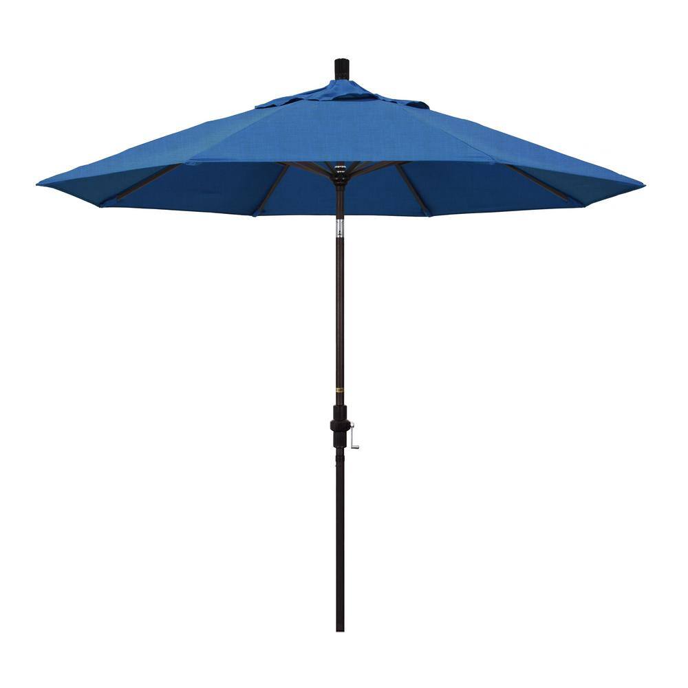 California Umbrella 9 ft. Bronze Aluminum Market Collar Tilt Crank Lift ...