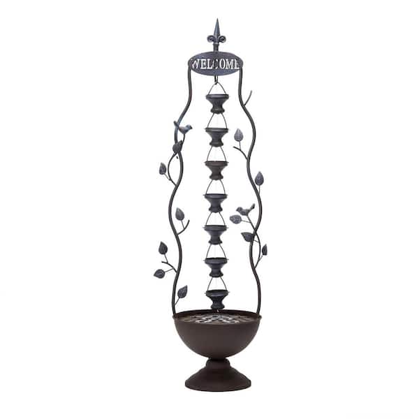 41 in. Tall Indoor/Outdoor Metal Hanging 7-Cup Tiered Floor Water Fountain, Bronze