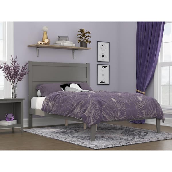 AFI NoHo 53-1/2 in. W Grey Full Size Solid Wood Frame with Attachable USB Device Charger Platform Bed