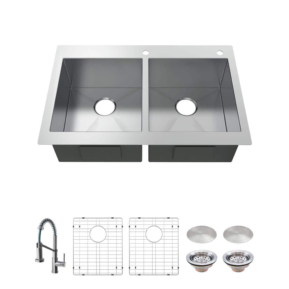 Auction Detail   Stainless Steel Glacier Bay Drop In Kitchen Sinks Fsdz3322b0 S A1 64 1000 