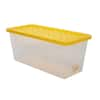 HDX 55 Gal. Storage Tote in Clear with Yellow Lid 206233 - The Home Depot