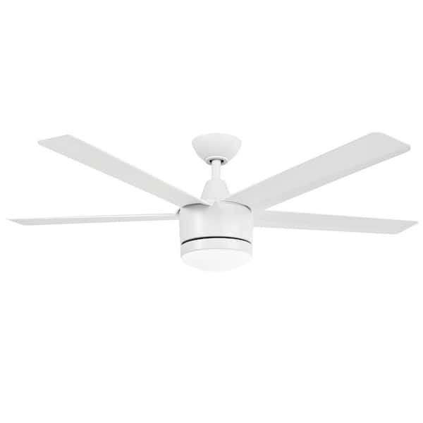 Home Decorators Collection - Merwry 52 in. Intergrated LED Matte White Ceiling Fan With Light And Remote Control