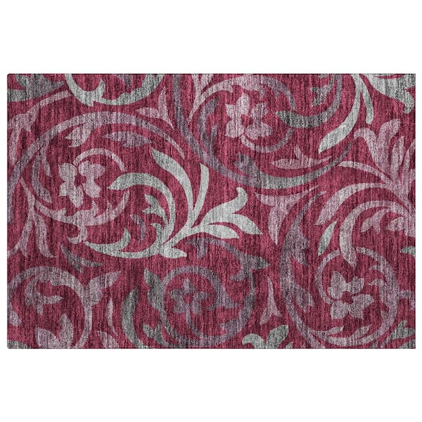 Dream Shag Premium Machine Washable Abstract ADS764 Garnet 3 ft. x 4 ft. Area Rug