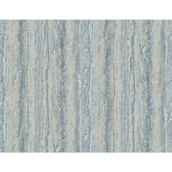 A-Street Prints Hilton Blue Marbled Paper Vinyl Non-Pasted Textured Repositionable Wallpaper