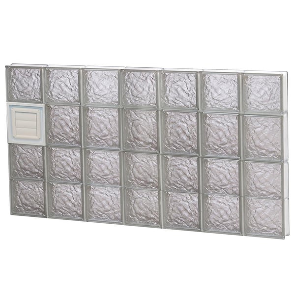 Clearly Secure 40.25 in. x 25 in. x 3.125 in. Frameless Ice Pattern Glass Block Window with Dryer Vent