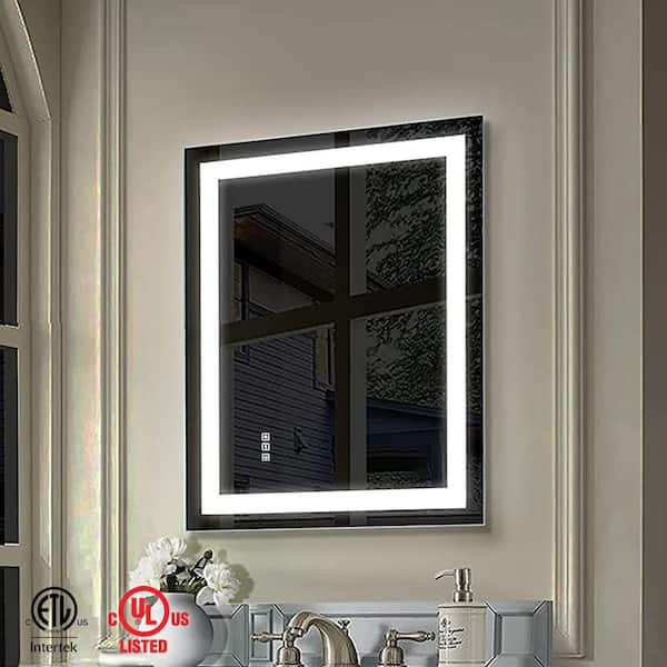 TOOLKISS 36 in. W x 28 in. H Large Rectangular Frameless LED Light Anti-Fog Wall Bathroom Vanity Mirror