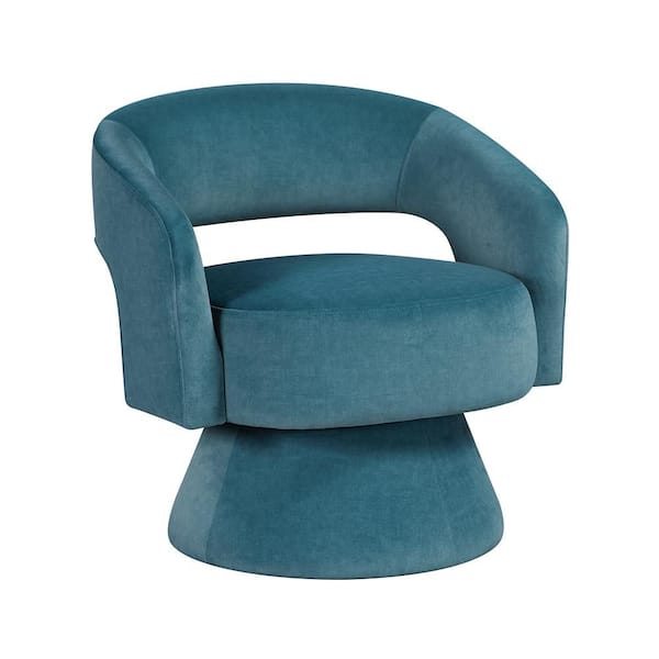 Laurie Dark Teal Velvet Upholstery Swivel Arm Chair