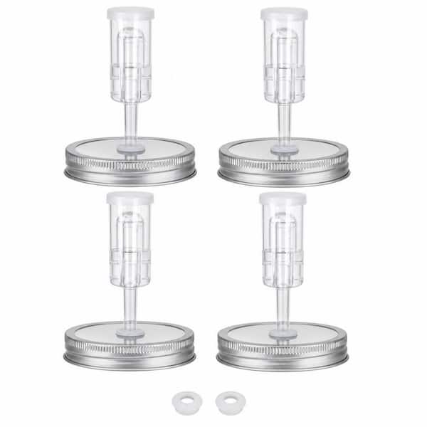 4-Pack Stainless Steel Fermentation Lids for Wide Mouth Jars, Fermentation Kit with Airlock Silicone Grommets (No Jars)