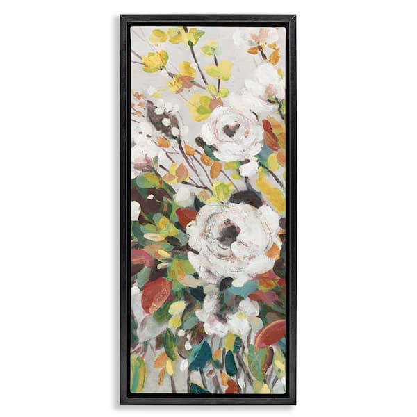 Stupell Industries Mixed Flowers Array by Carol Robinson Black Floater Frame Nature Graphic Art Print 31 in. x 15 in.
