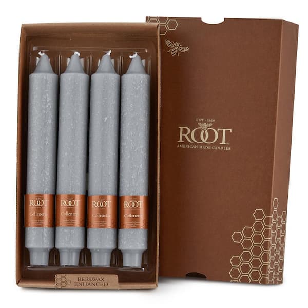 ROOT CANDLES 9 in. Timberline Collenette Platinum Dinner Candle (Box of 4)