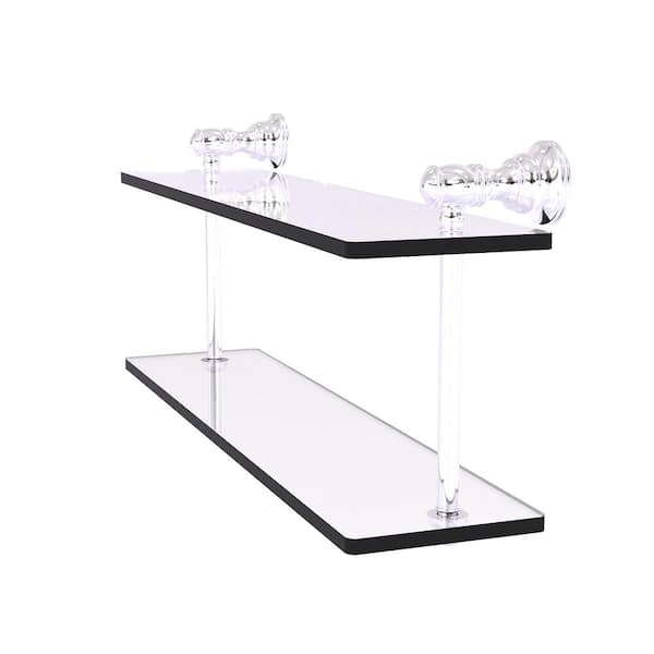 Carolina Collection 16 in. W x 9.2 in. H x 5.6 in. D Glass Rectangular Shelf in Polished Chrome