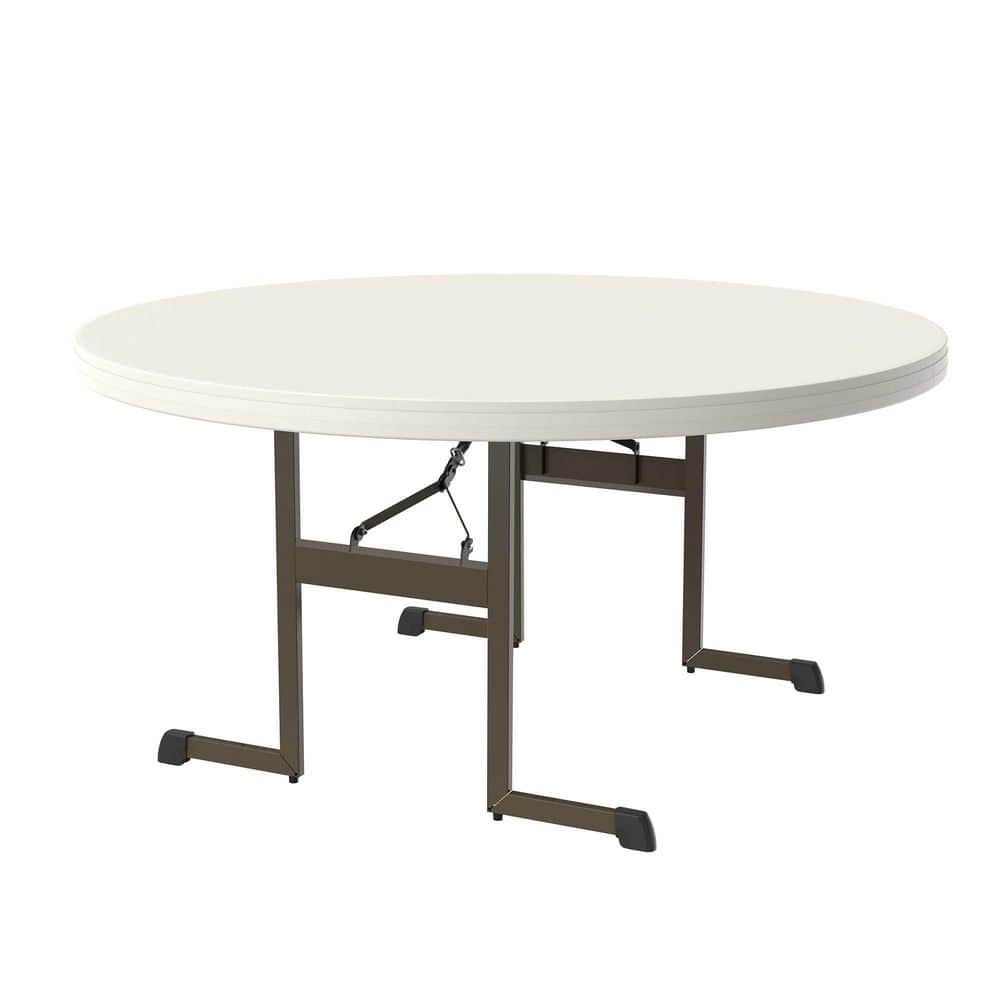 Lifetime 60 Inch Round Folding Banquet Table in Almond