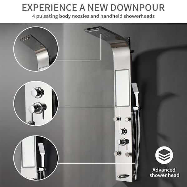 Single Handle 6-Spray Shower Faucet 2.5 Gpm with Adjustable Flow Rate in Polished Chrome