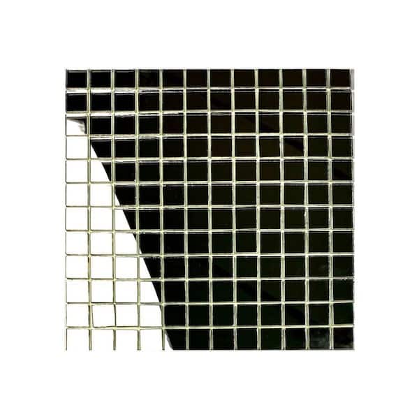 ABOLOS Reflections Silver 12 in. x 12 in. Square Mosaic Glass Mirror Peel and Stick Tile (22 sq. ft./Case)