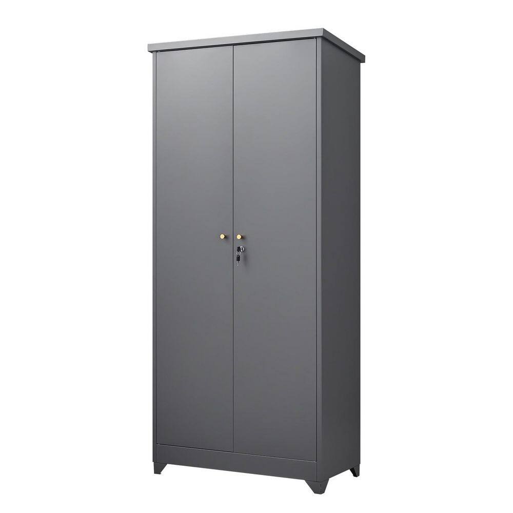 31.5 in. W x 15.4 in. D x 72.8 in. H Grey Metal Outdoor Storage Cabinet wit