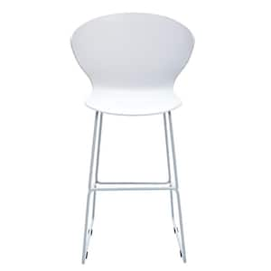 26 in. White Low Back Metal Counter Height Bar Chair with Plastic Seat Set of 2