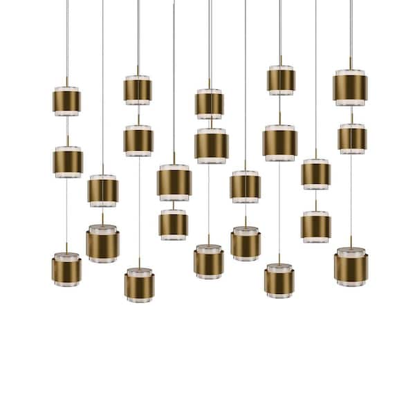 WAC Lighting Banded 23-Light Aged Brass Integrated LED Linear Pendant Light Selectable 4CCT 2700K-3000K-3500K-4000K