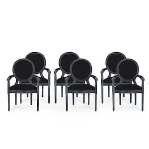 Huller Black and Gray Wood and Fabric Arm Chair (Set of 6)