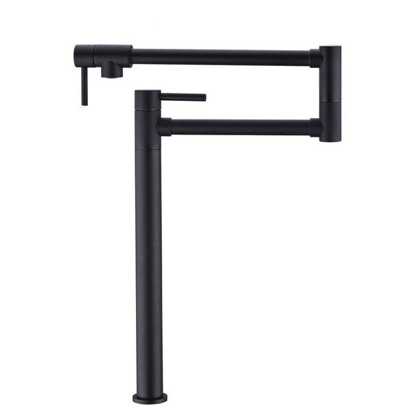 18.26 in. H x 13.46 in. W x 1.77 in. D Matte Black Pot Shaped Packing Faucet with 2 Extended Handles for Kitchen