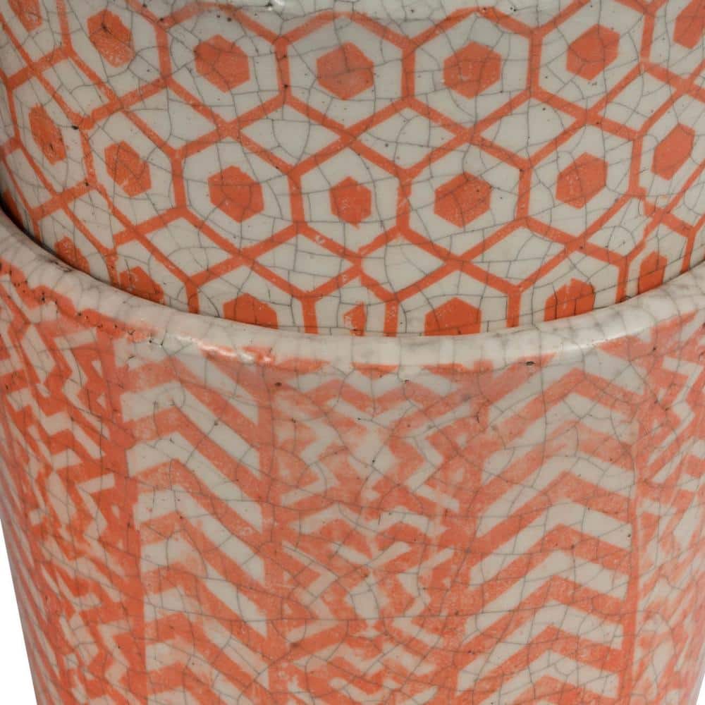 Small Orange and White Terracotta Indoor/Outdoor Planters Set of 4