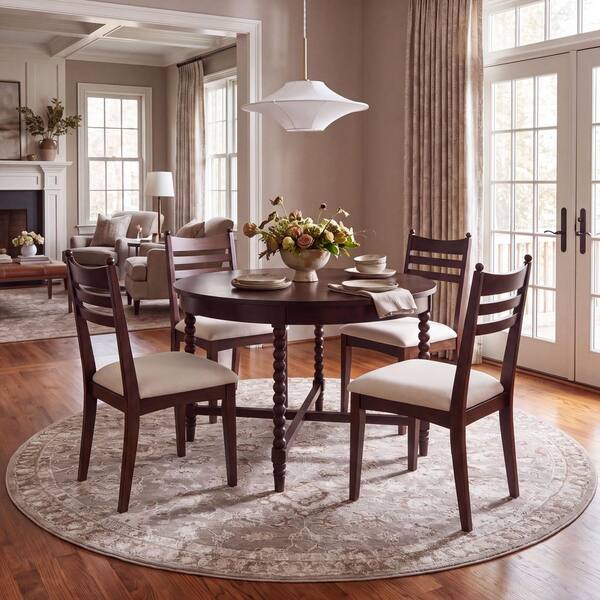 Parker 7 ft. x 7 ft. Ivory/Gold Persian Round Rug