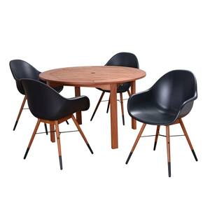 Carilo 5-Piece Eucalyptus Round Patio Dining Set