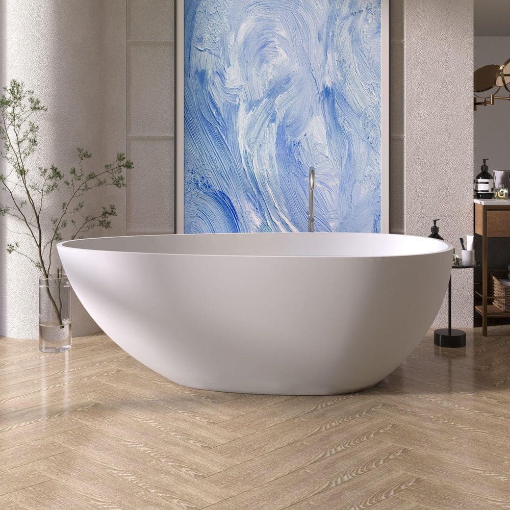 Xspracer 59 in. x 30 in. Solid Surface Stone Resin Egg-Shaped