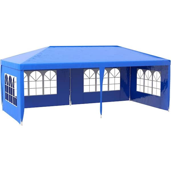 10 ft. x 20 ft. Gazebo Canopy Party Tent with 4 Removable Window Side Walls, Wedding, Picnic Outdoor Events-Blue