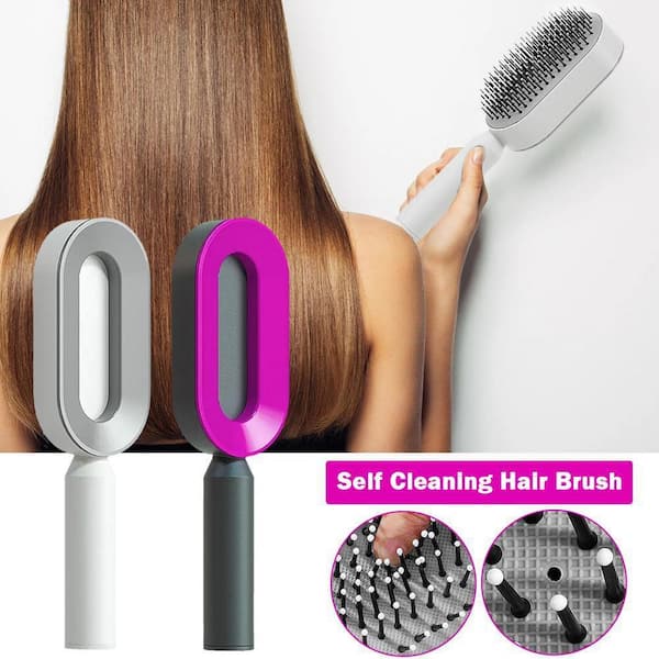 Self Cleaning Hair Brush in White, 3D Air Cushion Massager Brush, Promote Blood Circulation Anti Hair Loss