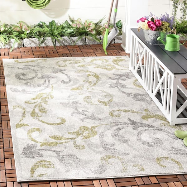 Amherst Ivory/Light Gray 5 ft. x 5 ft. Square Border Area Rug