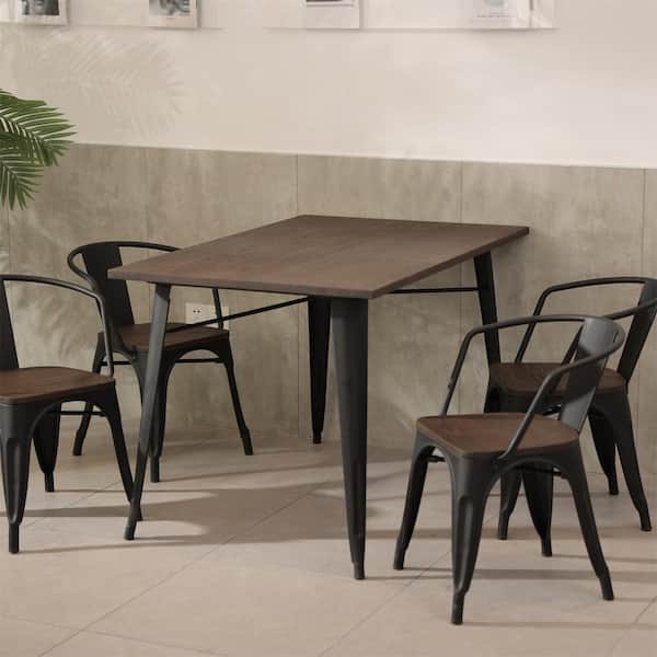 HomeRoots Danielle Antique Black Wood 31.5 in 4 Legs Dining Table (Seats 4)
