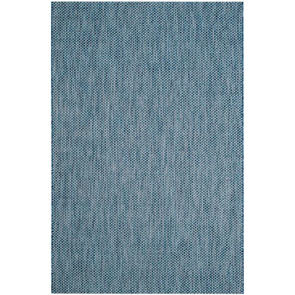 SAFAVIEH Courtyard Navy/Gray 7 ft. x 10 ft. Solid Indoor/Outdoor Patio  Area Rug