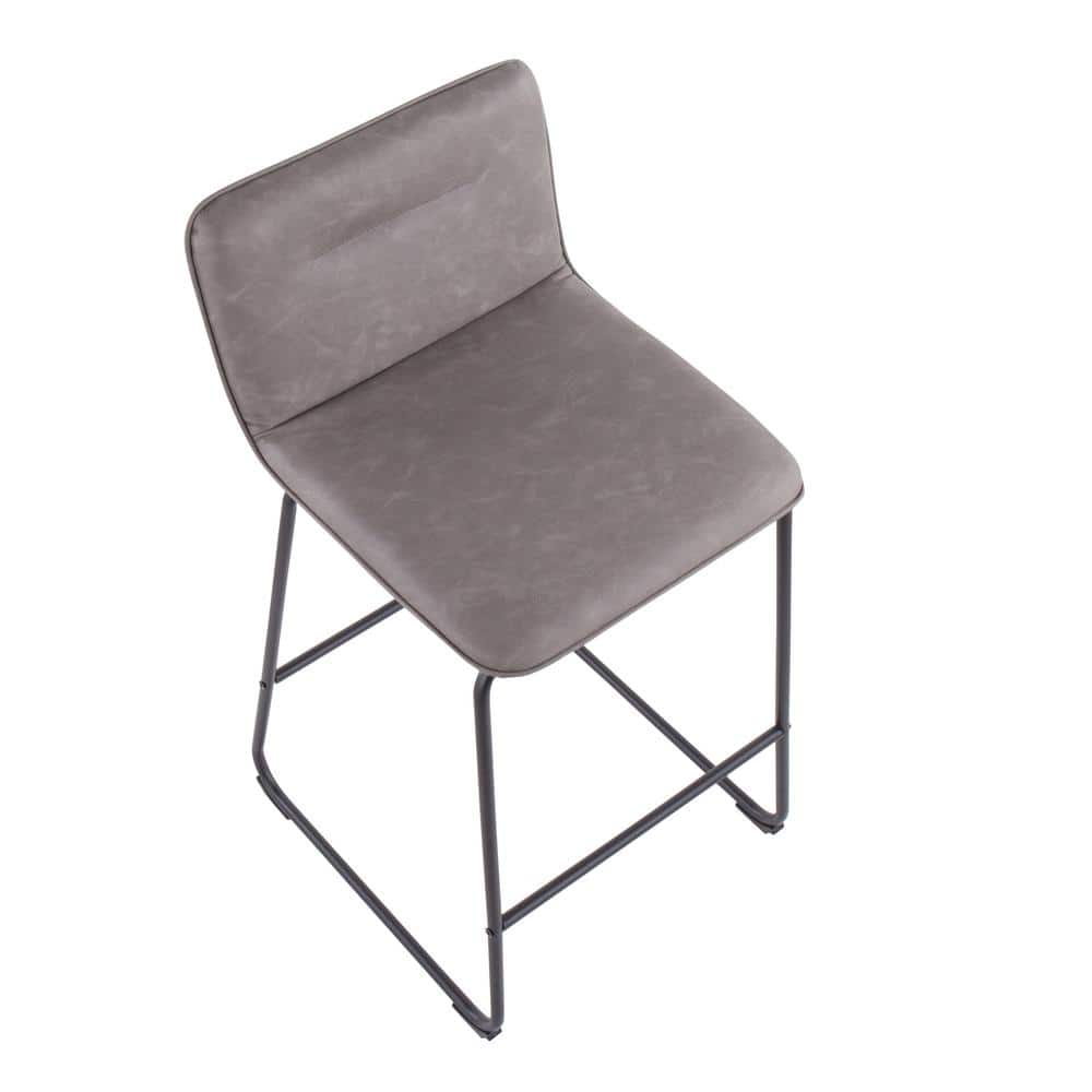 Casper 26'' Black Metal and Grey Faux Leather Contemporary Counter Stool
