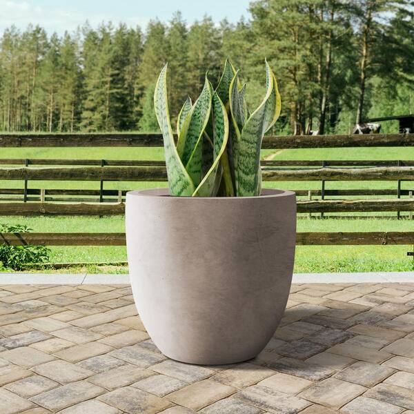 Lightweight 18in. x 17in. Pale Yellow Extra Large Tall Round Concrete Plant  Pot / Planter for Indoor & Outdoor