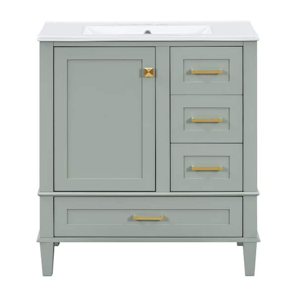 30 in. W x 18.3 in. D x 34 in. H Bathroom Green Linen Cabinet