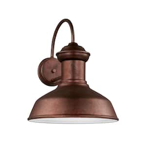 Fredricksburg 1-Light Weathered Copper Outdoor 15.875 in. Wall Lantern Sconce with LED Bulb