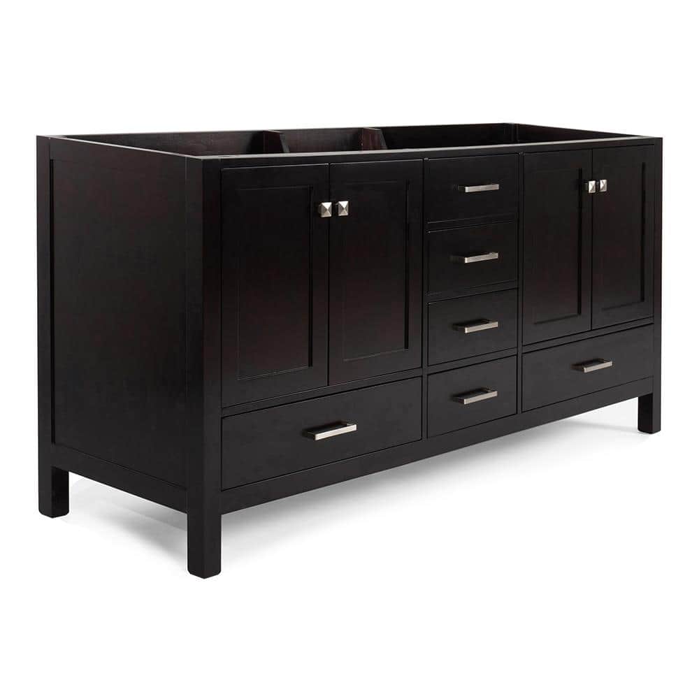 Cambridge Espresso 72" Double Freestanding Vanity with Nickel Hardware
