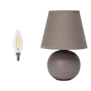 8.66 in. Compact Ceramic Globe Table Lamp with Stylish Shade, LED Bulb Included, Off White