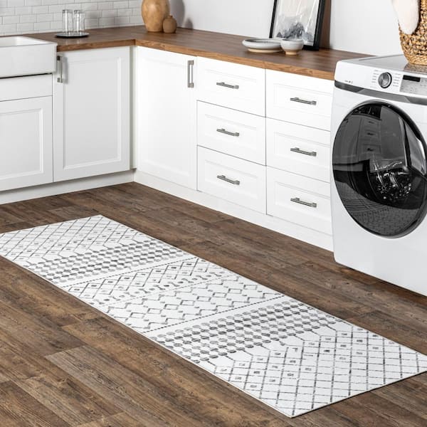 Moroccan Blythe Machine Washable Gray 3 ft. x 10 ft. Runner Rug