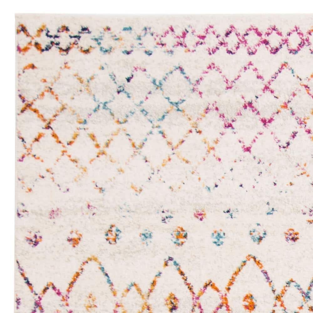 Elegant Ivory/Fuchsia 9' x 12' Hand-Knotted Cotton & Synthetic Area Rug