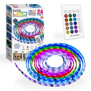 24 ft. 95 Lumens 4-Watt 16-Colors 4 Modes 222 LEDs Strip Light Tape Light with Remote Control