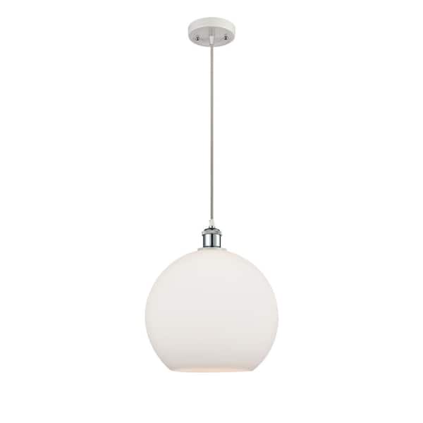 Innovations Athens 60-Watt 1 Light White and Polished Chrome Shaded Mini Pendant Light with Frosted glass Frosted Glass Shade