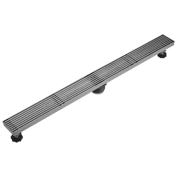 BWE 24 in. Stainless Steel Linear Shower Drain with Slot Pattern Drain Cover in Brushed Nickel
