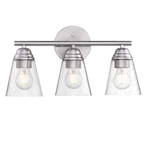 17.91 in. 3-Light Vanity Light with Brushed Nickle finish and clear seeded glass shade