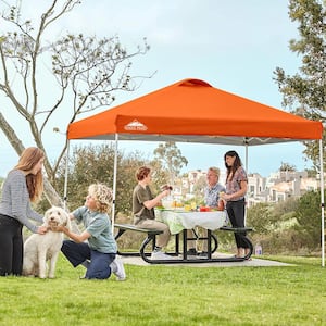 10 ft. x 10 ft. Orange Pop Up Canopy Tent Instant Outdoor Canopy