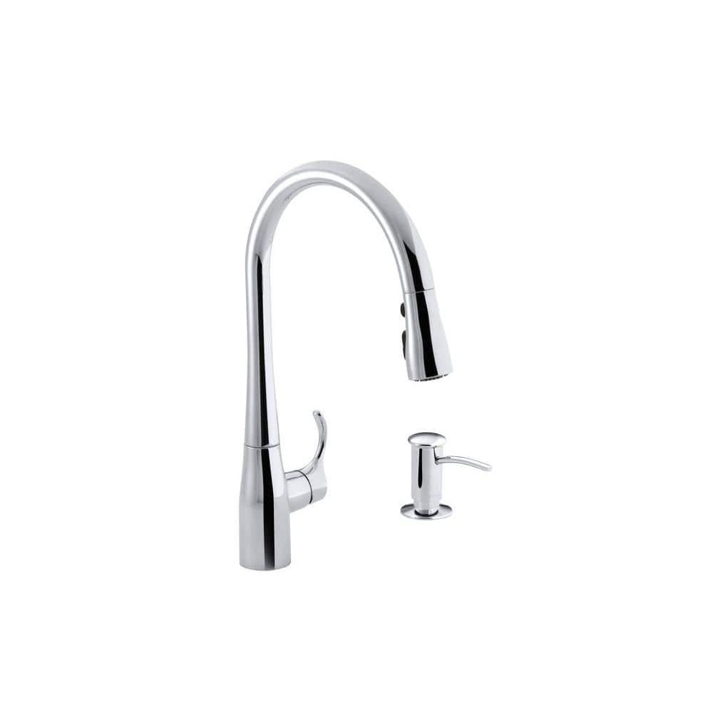 KOHLER Simplice Single Handle Pull Down Sprayer Kitchen Faucet In   Polished Chrome Kohler Pull Down Kitchen Faucets K R596 Sd Cp 64 1000 