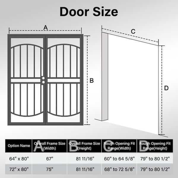 ARK DESIGN 64 in. x 80 in. Universal/Reversible Hinging Black