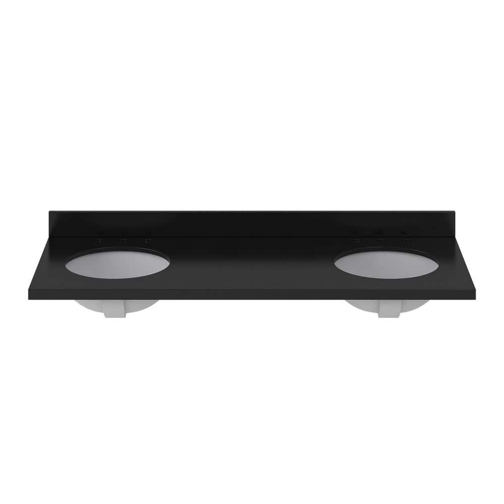 66 in. W x 22 in. D Quartz White Round Double Sink Bathroom Vanity Top with 1.5 in. Thick Miter Edge in Carbon Black price history on PriceWatchPro